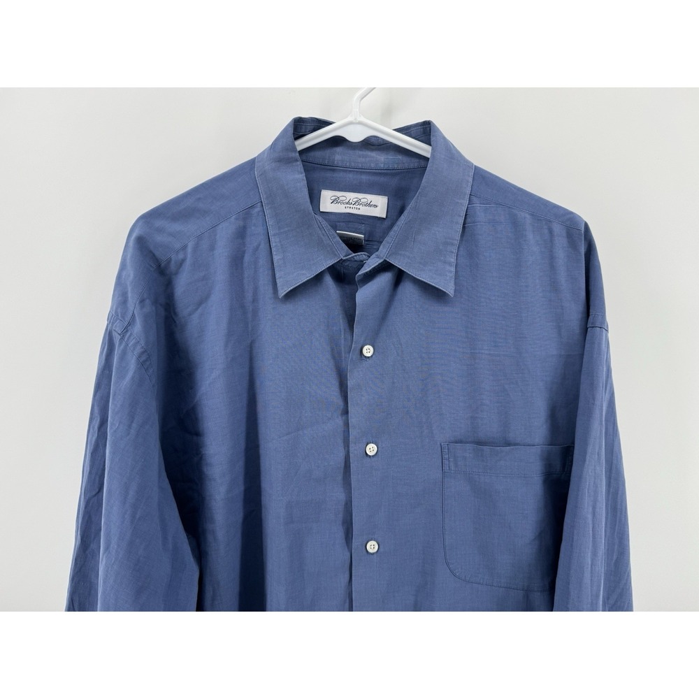 Brooks Brothers stretch blue button‎ Up dress shirt size 17.5-34/35